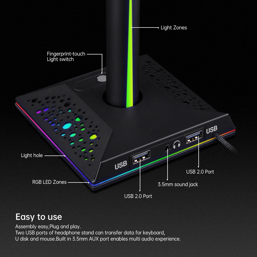 RGB headset stand, view 5