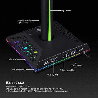 RGB headset stand, view 5