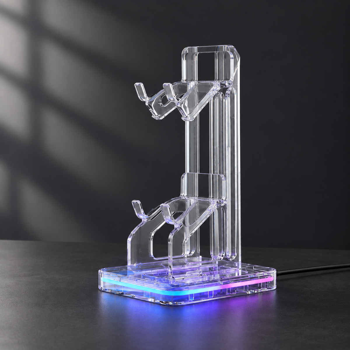 Empty clear acrylic controller stand