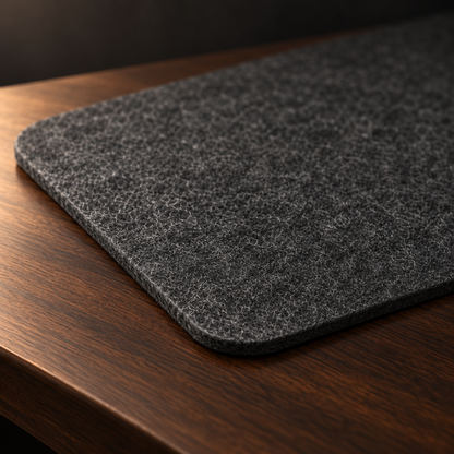 Close-up of felt texture and rounded corner