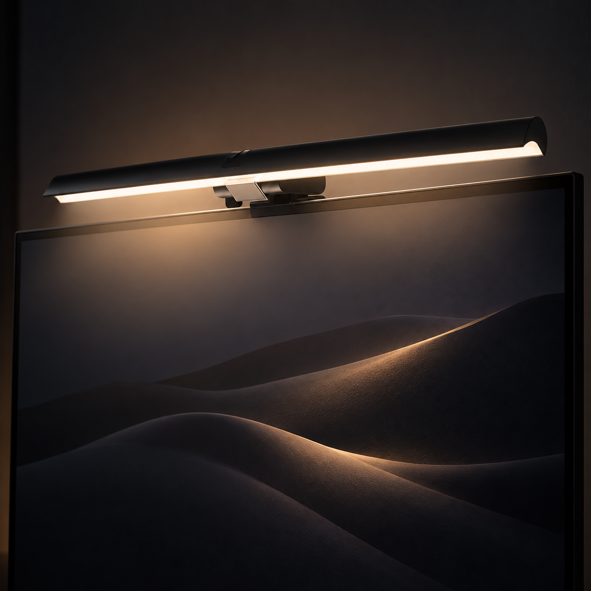 Close-up of the monitor light bar and clip